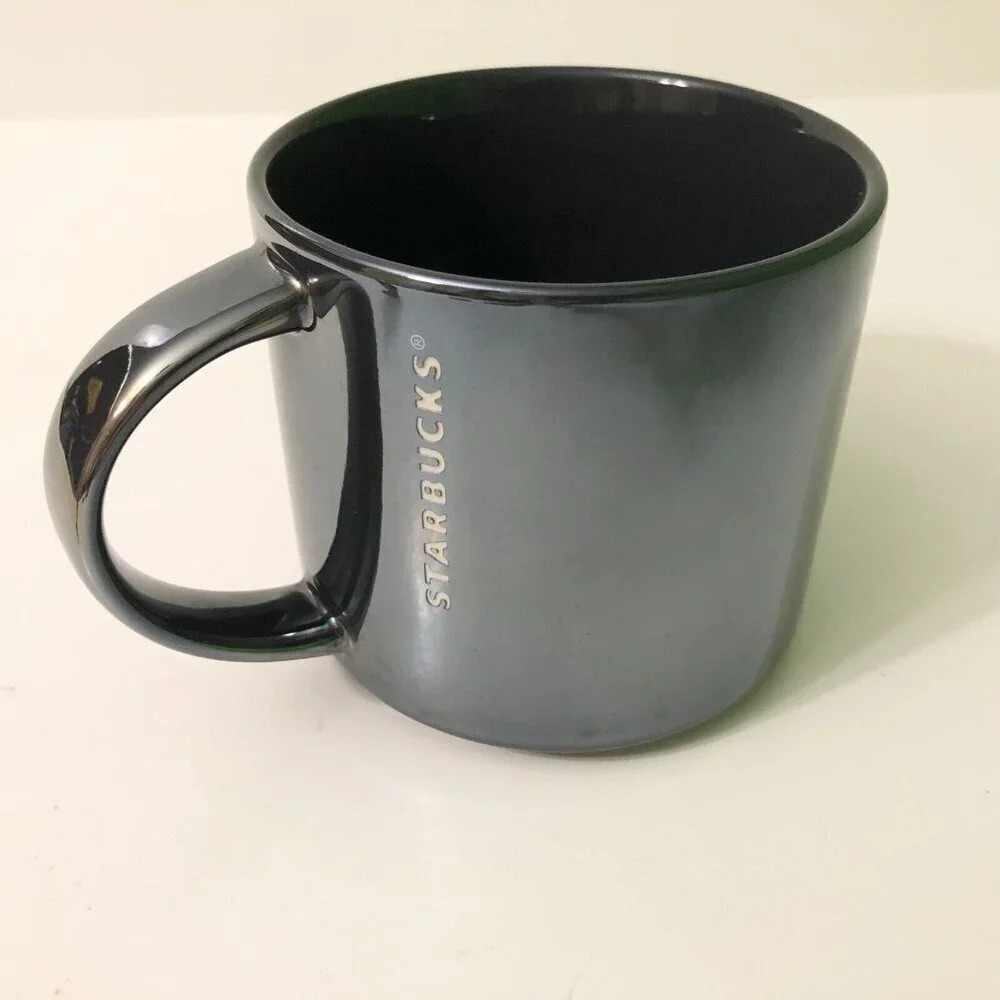 2013 Starbucks Gun Metal Gray Metallic Mug  14 oz Coffee Cup